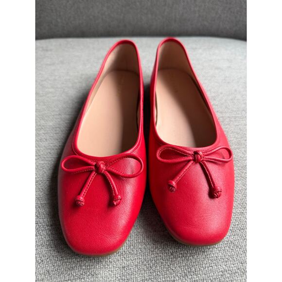 Cole Haan Yara Red Ballet Leather Flats Bow Detail Women's 9.5 - Picture 13 of 13